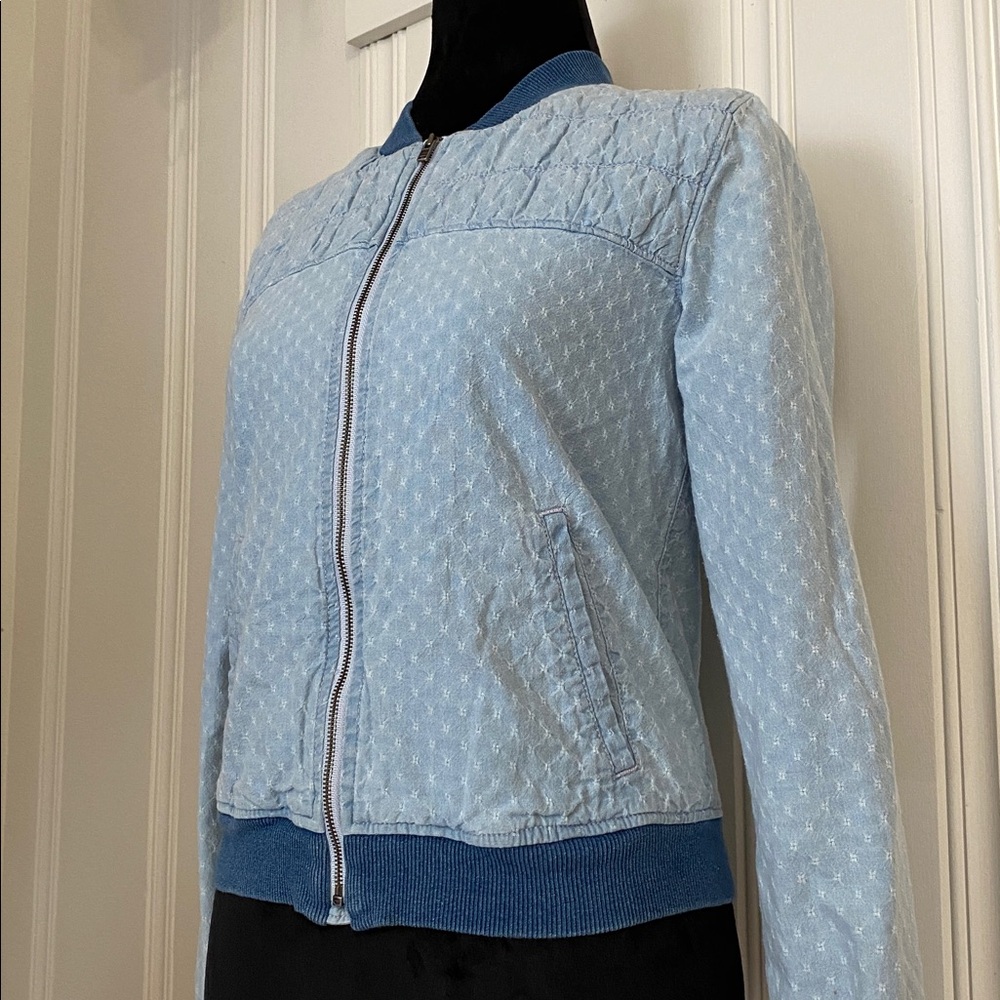 GAP Kids XXL Chambray Bomber Jacket Blue Lightweight Zip Girls